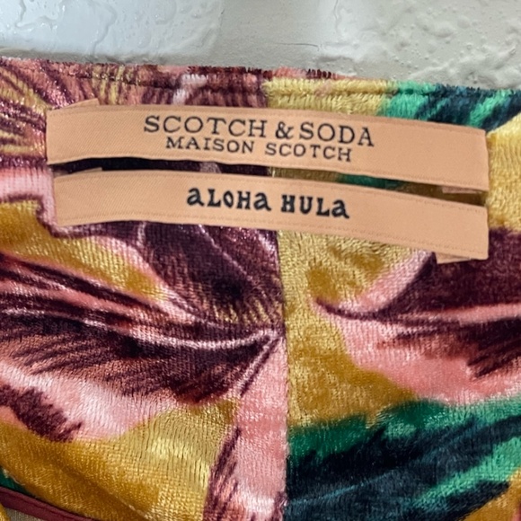 Scotch & Soda Maison Scotch Aloha Hula Velour Wide Leg Pants Sz M Multicolor - Picture 11 of 15
